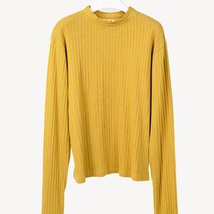 Marni Chartreuse Cotton Ribbed-Knit Mock Neck Top